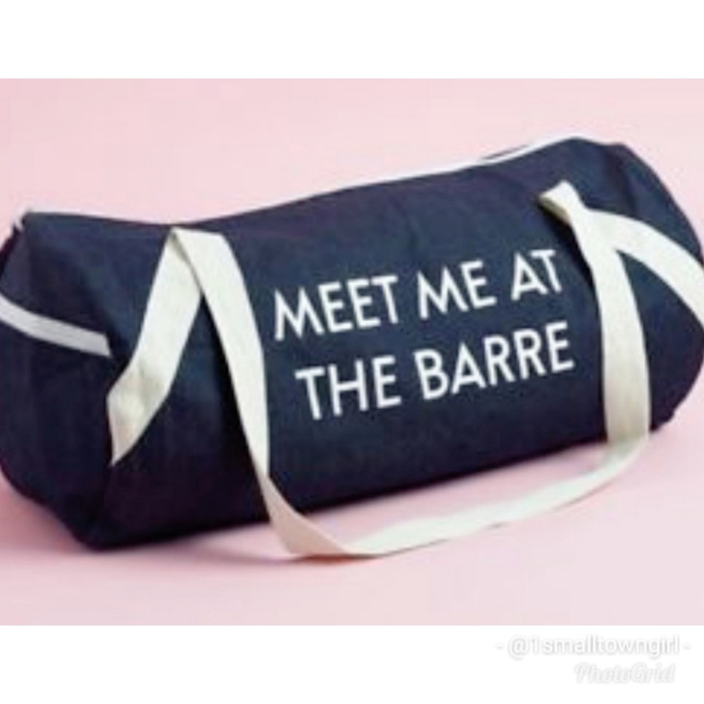 Meet Me At The Barre denim gym bag NWT - Picture 1 of 6